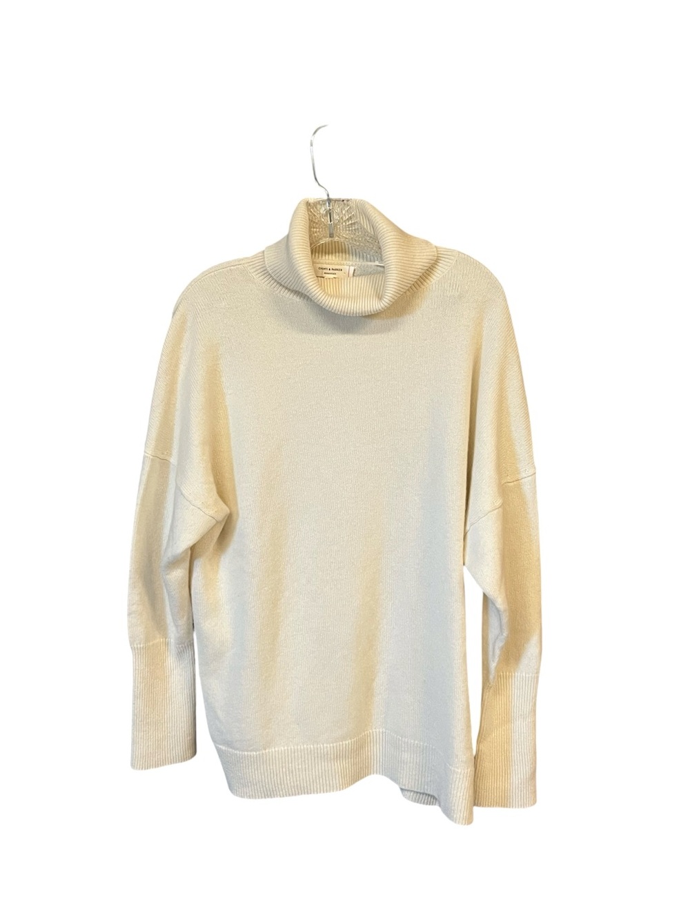 Chinti & Parker Cashmere Turtleneck Sweater Women M Ivory Drop Shoulder